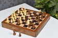 Full 12 Inch Magnetic Travel chess set with its 30cm rosewood and maple travel board, from Sterling Chess