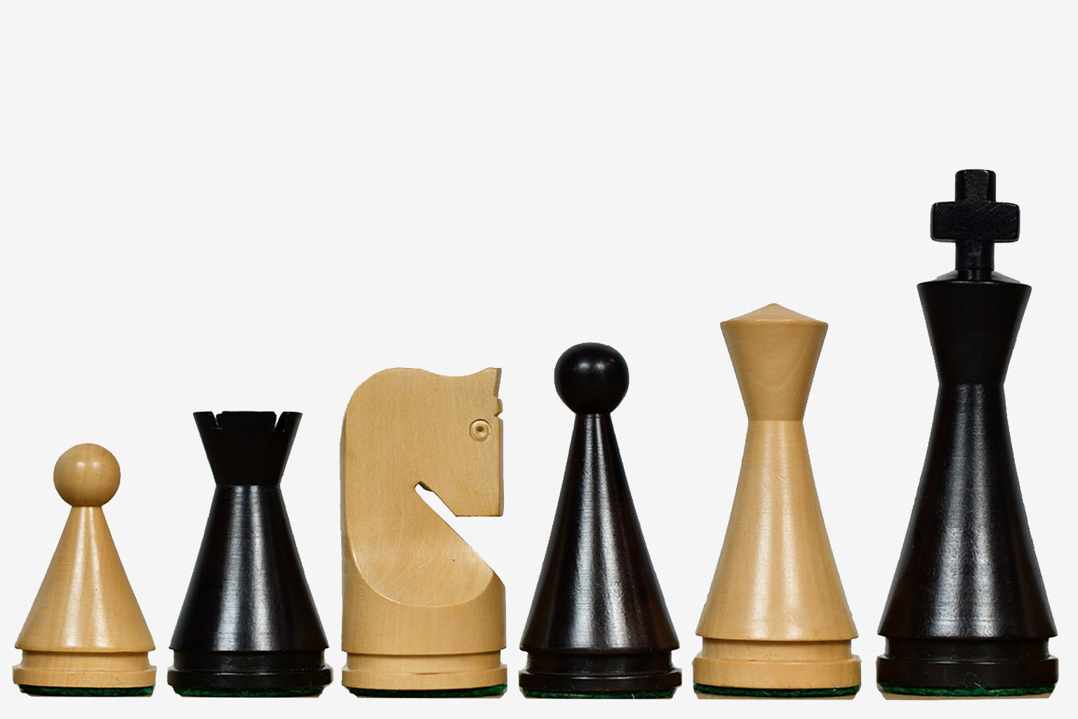 Sterling Chess Classic Cone Shaped chess pieces in ebonised and natural boxwood, 104mm king