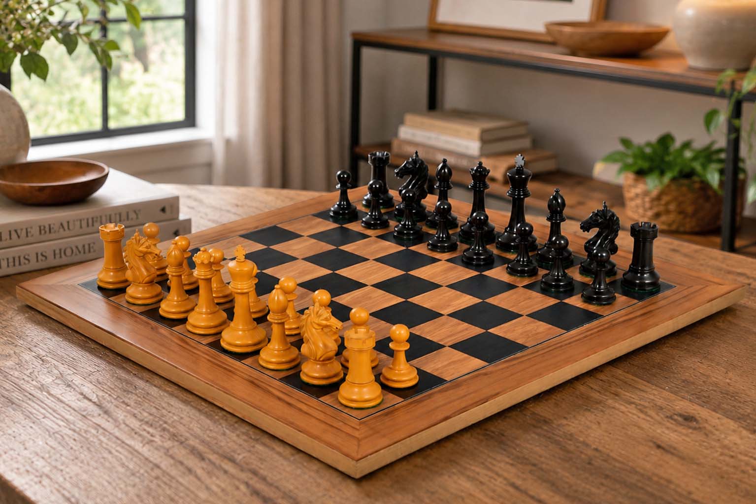 Ancient Indian Warrior Luxury chess set in ebony with a 55cm board