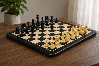Sterling Chess Classic Cone Shaped chess set in ebonised and natural boxwood, 104mm king