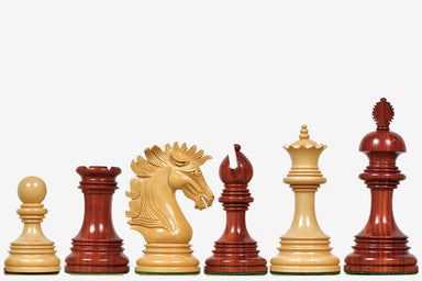 Sterling Chess Indian American Luxury chess pieces in bud rosewood and boxwood, 112mm king