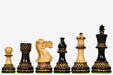 Sterling Chess Burnt Blazed Lacquered chess pieces in lacquered burnt boxwood and natural boxwood, 97mm king