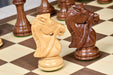 Knight carving detail on the Sheesham Bridle Staunton chess pieces in sheesham and boxwood