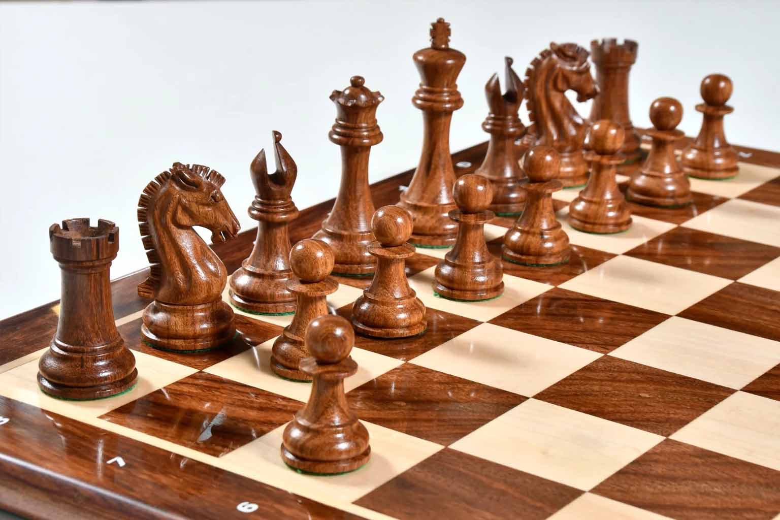 Craftsman Knight sheesham wood Staunton pieces from Sterling Chess
