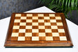Deluxe sheesham and maple chess board at an angle