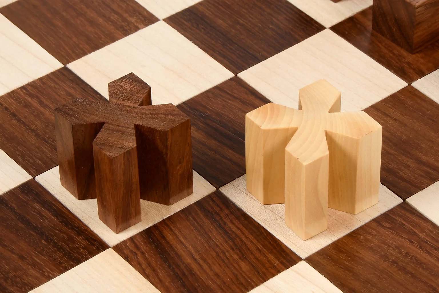 1924 Bauhaus Geometrical wooden chess pieces, 49mm king, Sheesham finish