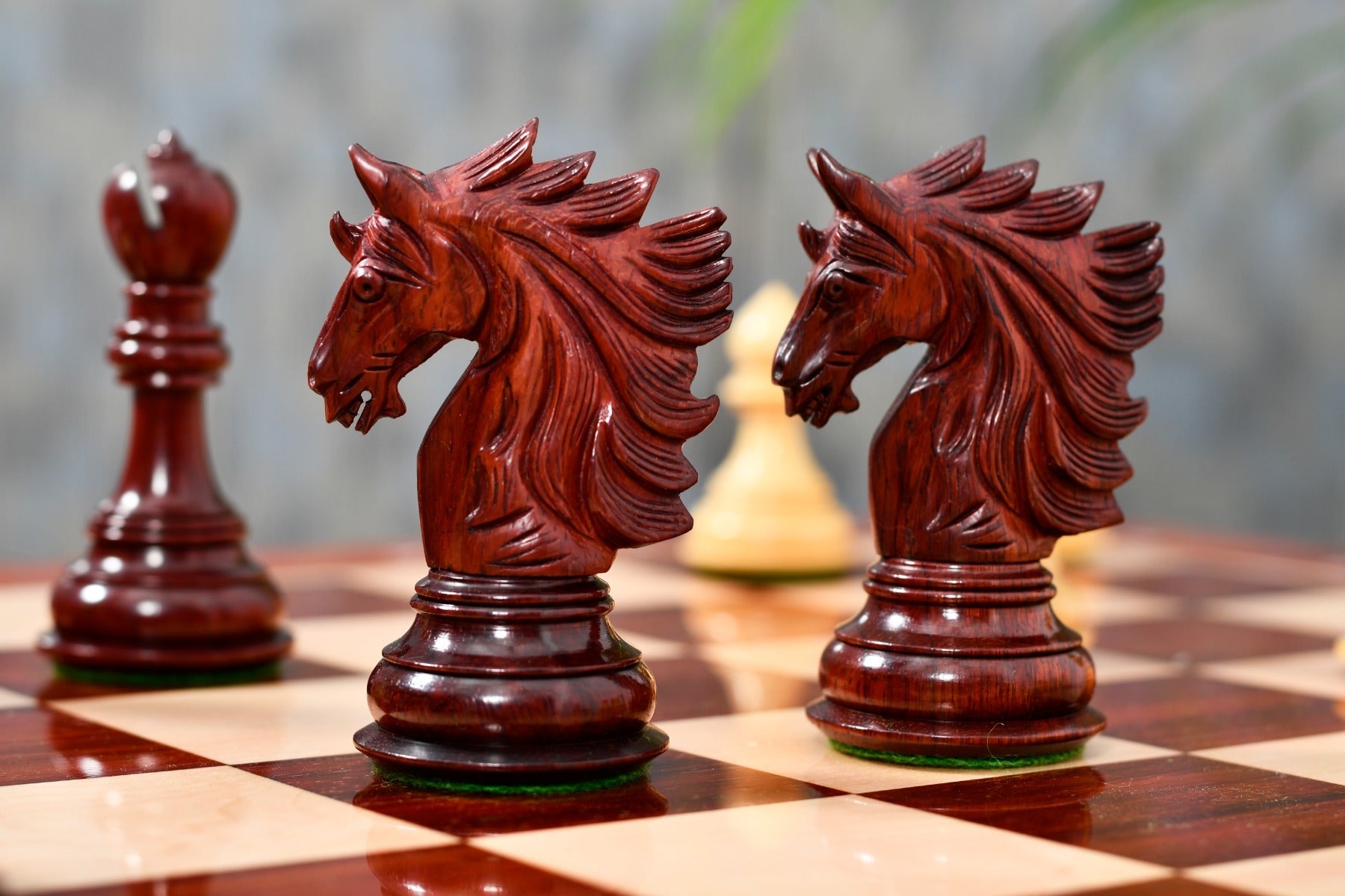 Full 34 piece Sher E Punjab Series chess pieces in bud rosewood and boxwood, Sterling Chess Australia
