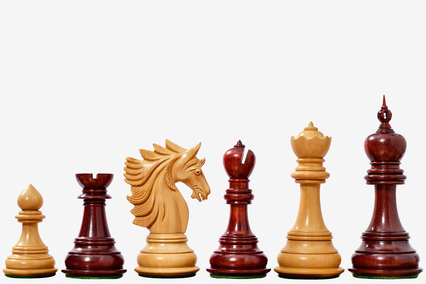 Sterling Chess Sher E Punjab Series chess pieces in bud rosewood and boxwood, 117mm king