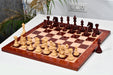Shera Series Staunton V2.0 Bud Rosewood chess pieces, weighted with green felt bases