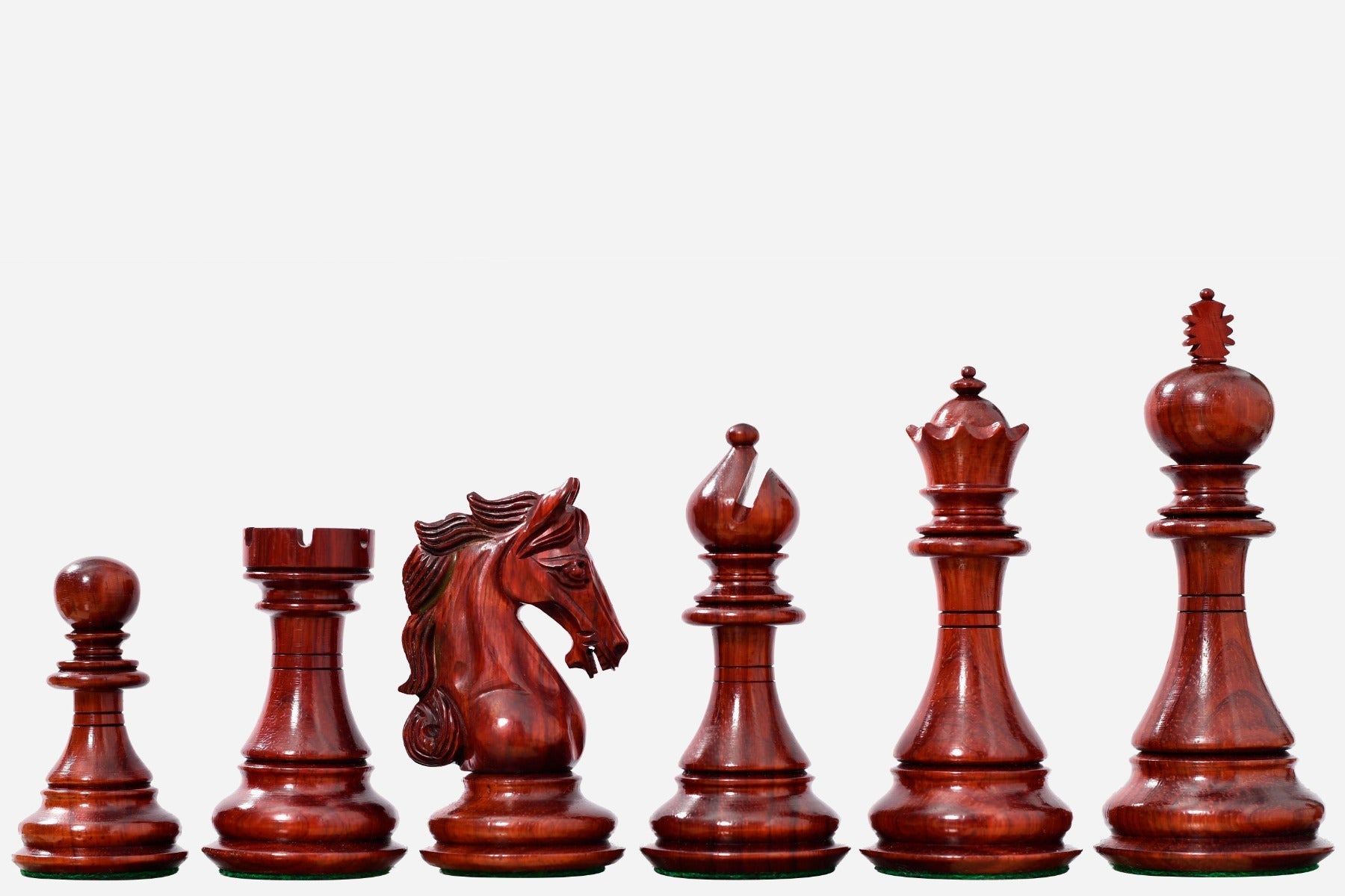 Shera Series Staunton V2.0 chess pieces in bud rosewood, 115mm king