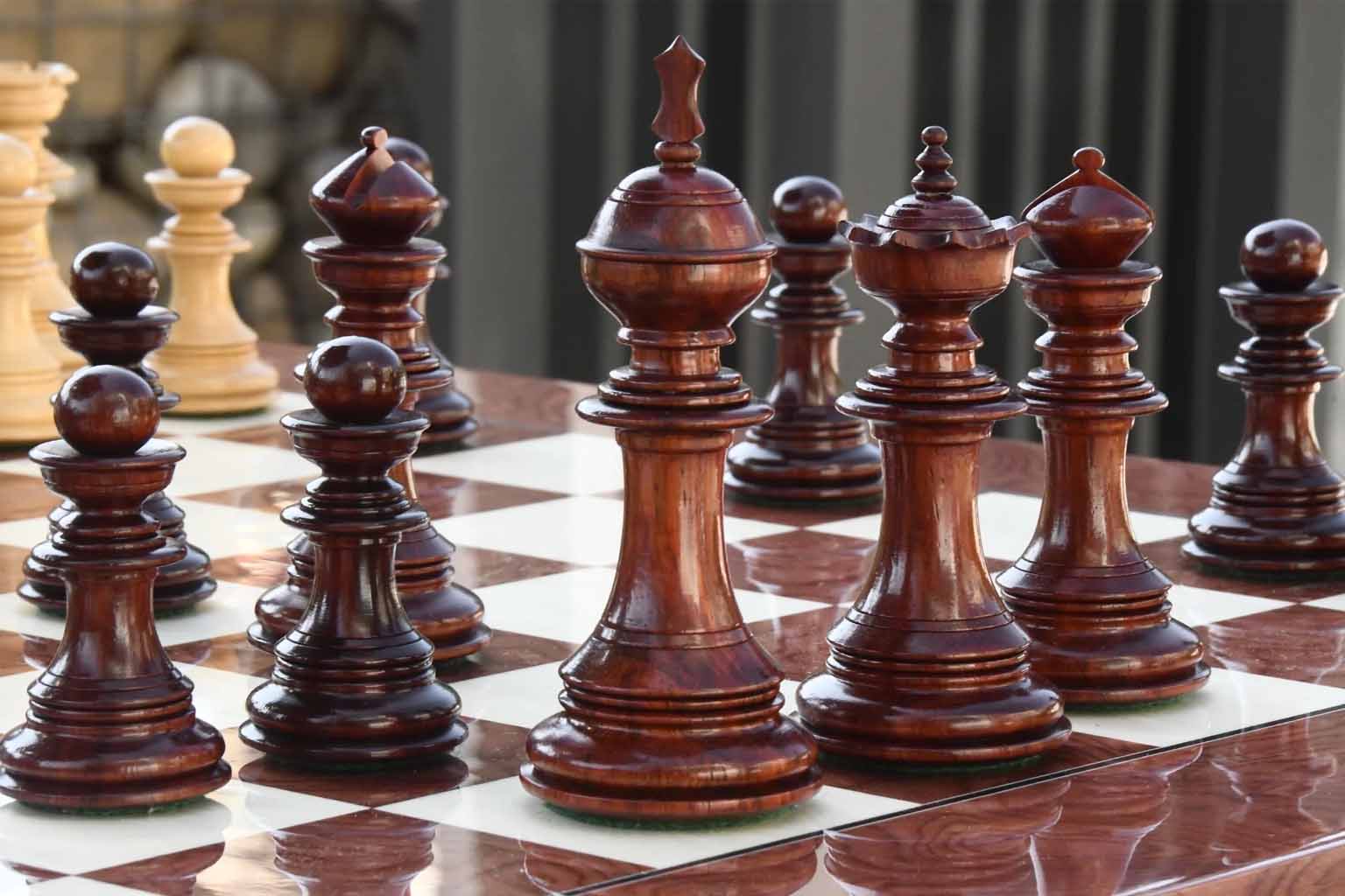 Sikh Empire bud rosewood edition chess pieces hand carved by Amritsar artisans