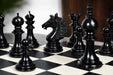 Genuine ebony Sikh Empire chess pieces, 4.59 inch king, triple weighted