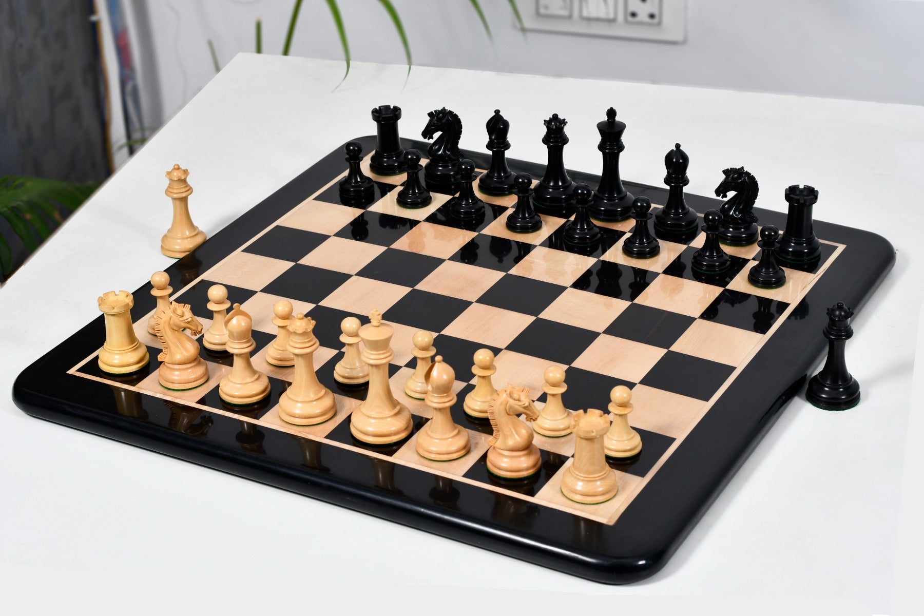Knight carving detail on the Sinquefield Cup 2017 chess pieces in genuine ebony and boxwood