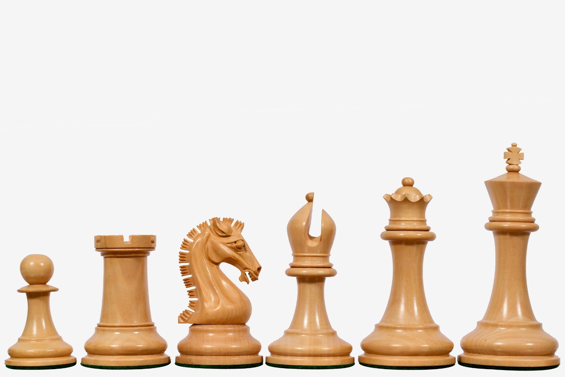 Genuine ebony chess pieces with a 95mm king and felted bases