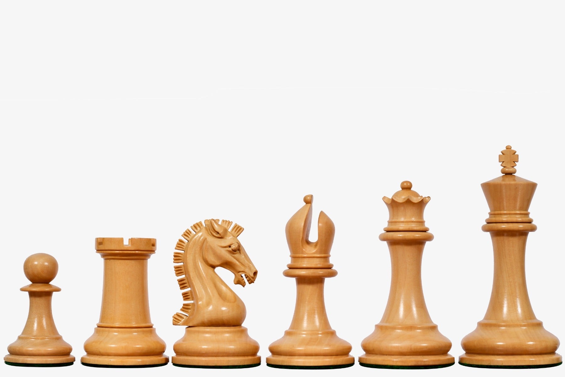 Bud rosewood chess pieces with a 95mm king and felted bases