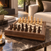 Dal Rossi walnut finish 3-in-1 games board with 80mm king chess pieces