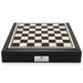 Dal Rossi 40cm chess board with black and cream squares framed by a bevelled PU leather edge