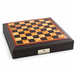 Dal Rossi Brown PU Leather Bevelled Edge 40cm Chess Board With Storage, closed, angled view