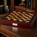 Dal Rossi Mahogany Finish 50cm Chess Board With Storage on a leather-topped study desk