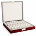Open Dal Rossi mahogany chess box with compartments under the lid for chess pieces