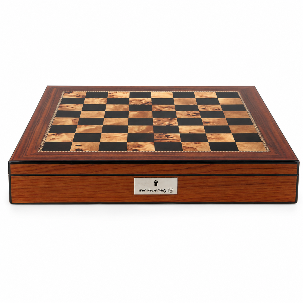 Dal Rossi 50cm chess box with light and dark squares framed by an inlaid border