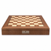 Front view of the Dal Rossi walnut inlaid chess box showing the light and dark squares