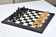 Natural and ebonised boxwood Championship German Knight chess pieces, 96mm king