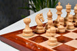 Bud rosewood chess pieces with a 109mm king and weighted felted bases