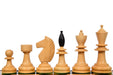 Ebonised chess pieces with a 100mm king and weighted felted bases