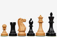 Sterling Chess Grandmaster Staunton chess pieces in ebonised and natural boxwood, 95mm king
