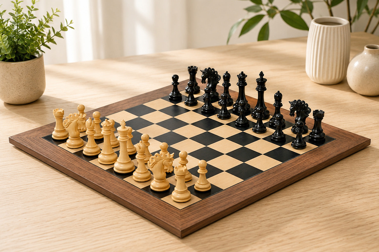 Pegasus Series Artisan Staunton V2.0 ebony chess set with a 60cm board