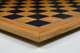 Matte finish black dyed poplar and olive chess board, edge view