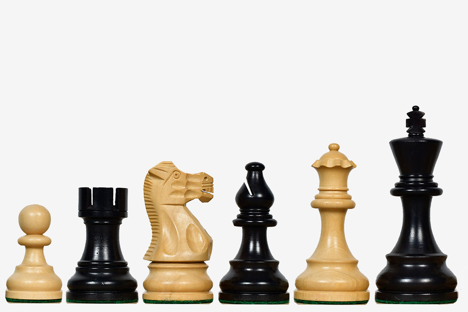 Sterling Chess Smokey Staunton chess pieces in ebonised and natural boxwood, 97mm king