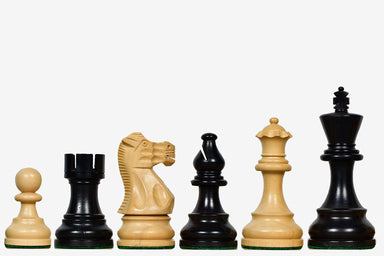 Sterling Chess Smokey Staunton chess pieces in ebonised and natural boxwood, 97mm king