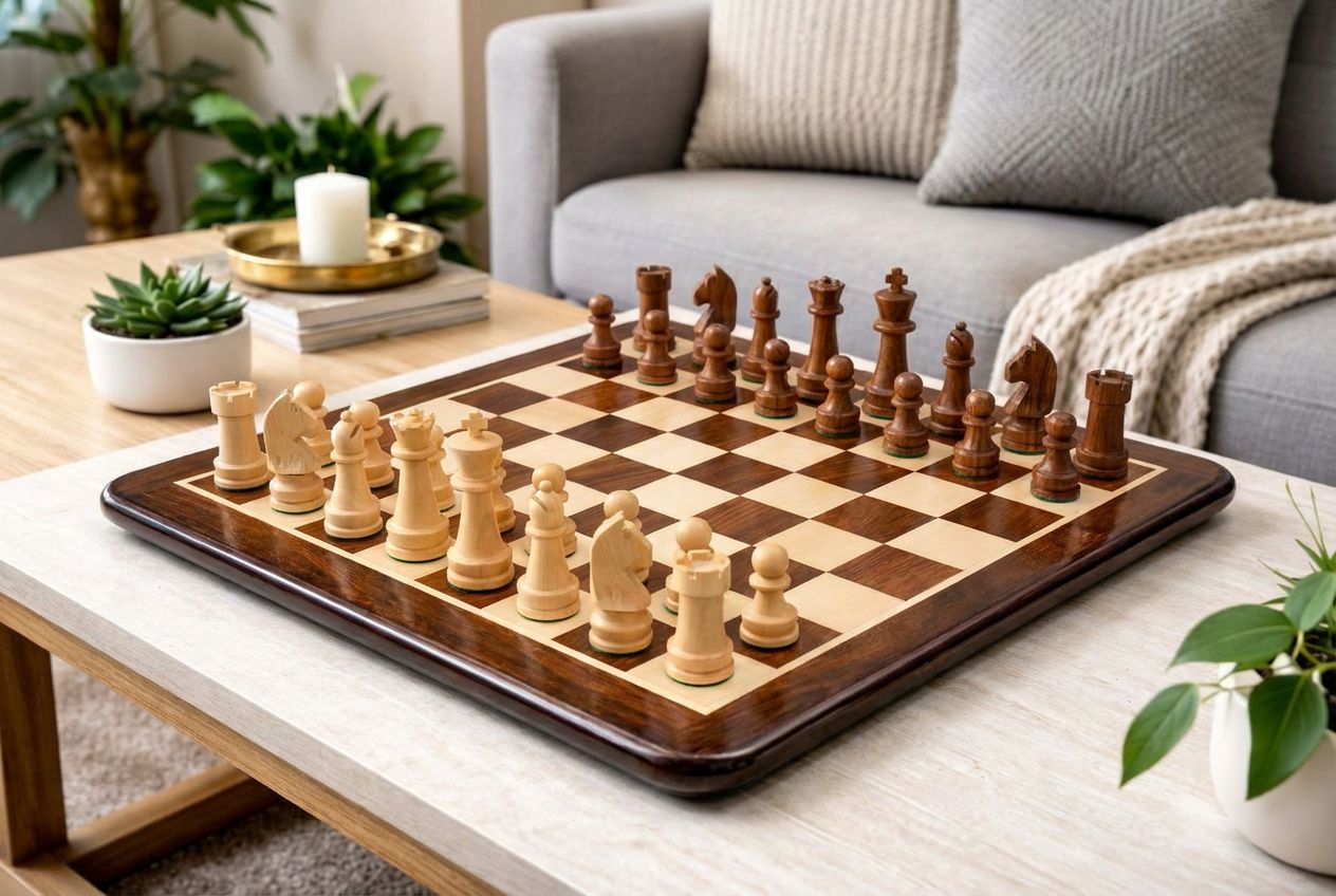 Sterling Chess Championship Staunton chess set in sheesham and natural boxwood, 95mm king