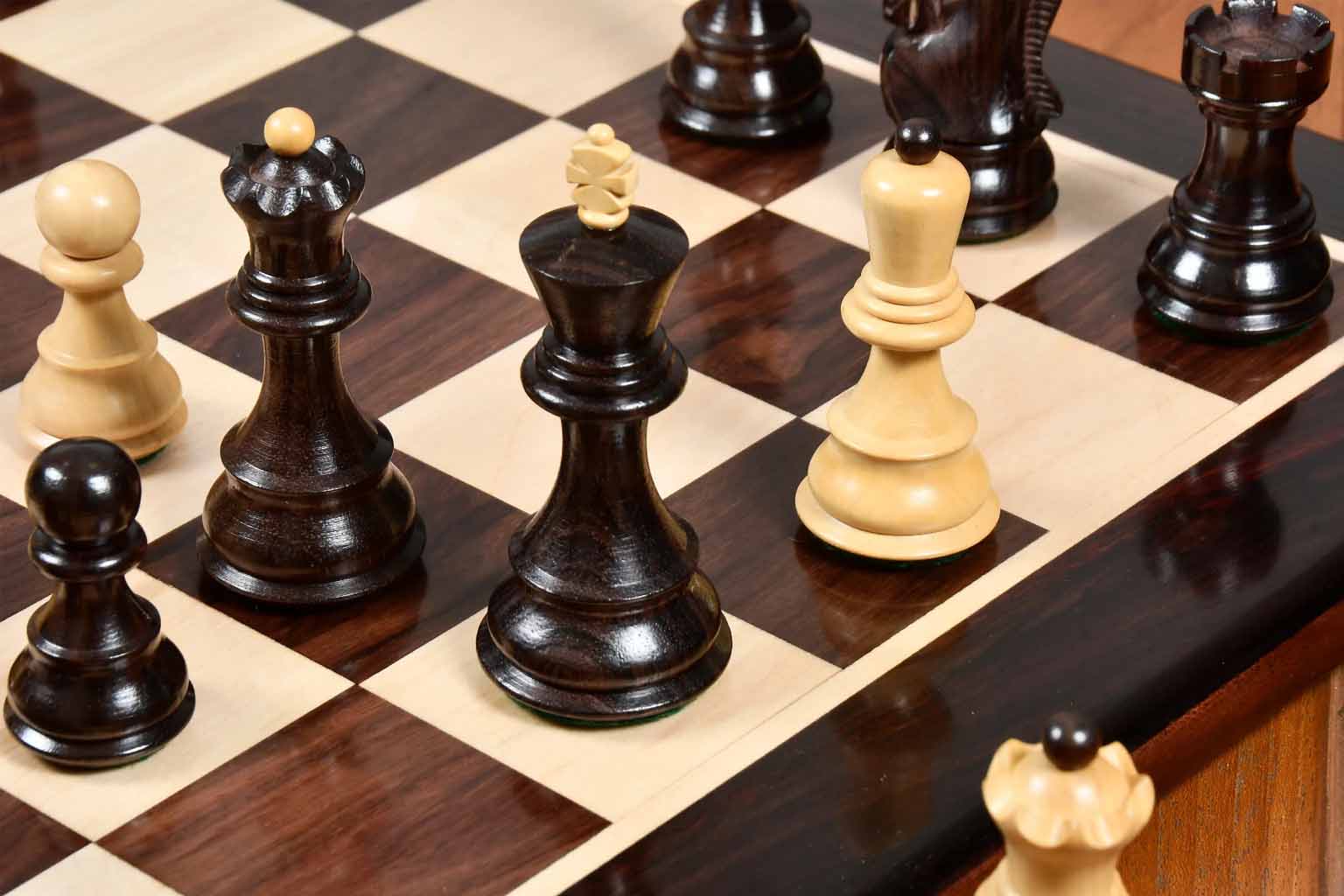 Indian rosewood and boxwood 1959 Zagreb reproduction chess pieces in Australia
